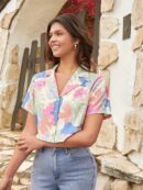 Clarine - Blouse élégante à imprimé floral et manches courtes