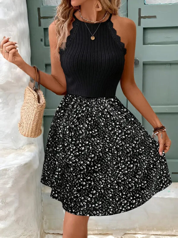 Glorietta - Robe sans manches à imprimé floral et bordure en dentelle – Image 9