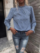 Elsie - Chemisier élégant à pois et manches froncées pour femme