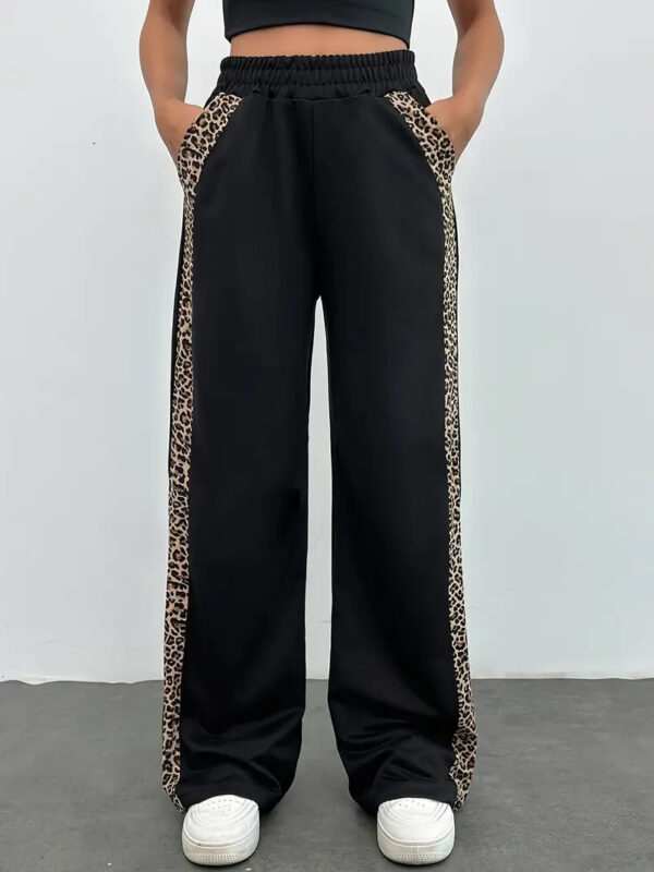 Dovie - Pantalon droit élégant avec bandes latérales à imprimé léopard – Image 6