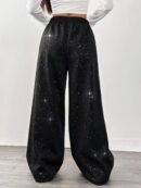 Belva - Pantalon à jambes larges avec imprimé étoiles et galaxies pour femmes