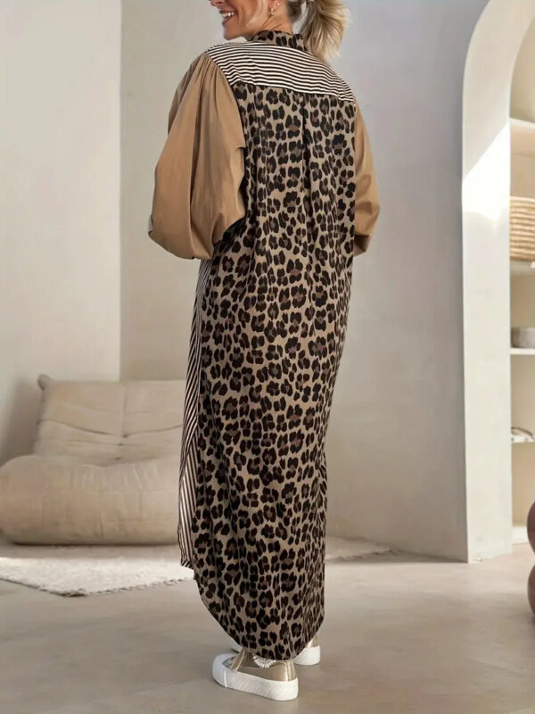 Agnes - Robe longue élégante à imprimé léopard et à rayures – Image 2