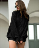 Lara - Pull à col roulé en tricot torsadé