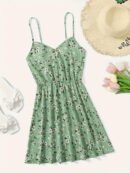 Ardelia - Robe à bretelles spaghetti et col en V à imprimé floral pour femme