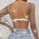 Annalise - Crop top transparent avec strass