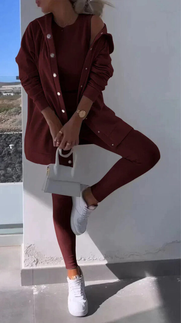 Frida - Ensemble Trois Pièces Cardigan à Capuche Sweat-Shirt – Image 8