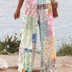 Joyce - Pantalon ample et coloré à motif floral patchwork pour femme
