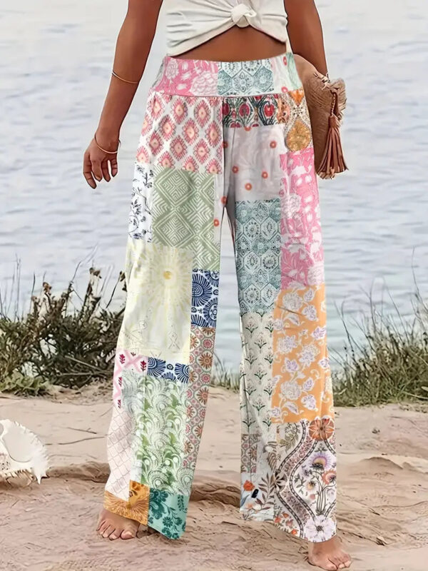 Joyce - Pantalon ample et coloré à motif floral patchwork pour femme
