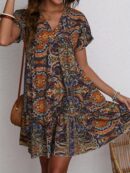 Kimberley - Robe imprimée à manches courtes et col en V