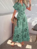 Davina - Combinaison élégante à imprimé, manches courtes et jambes larges