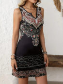 Anne - Bohemian Floral Print V-Neck Sleeveless Dress