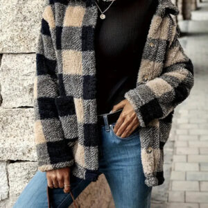Debra - Manteau à revers et à carreaux