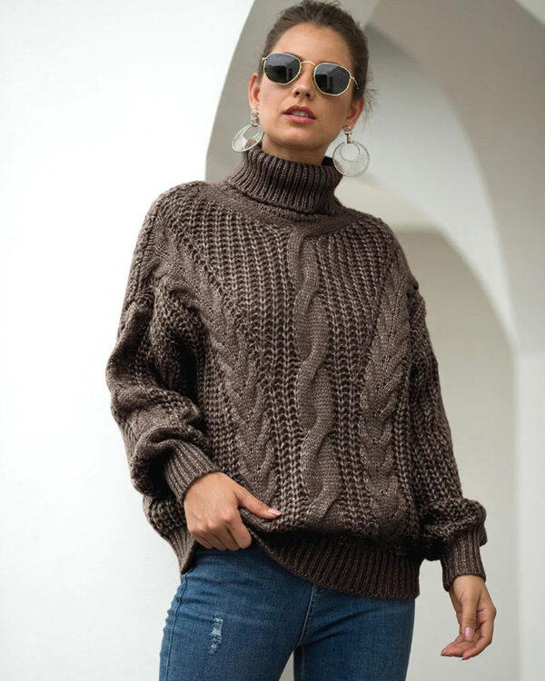 Lara - Pull à col roulé en tricot torsadé – Image 4