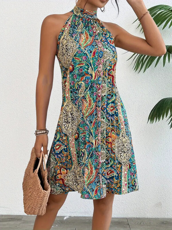 Leola - Geometrisch gemustertes Neckholder-Top-Kleid – Image 5