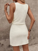 Edna - Robe en tricot gaufré à col carré pour femme