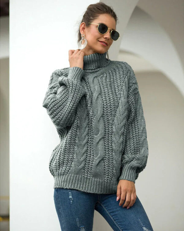 Lara - Pull à col roulé en tricot torsadé – Image 3