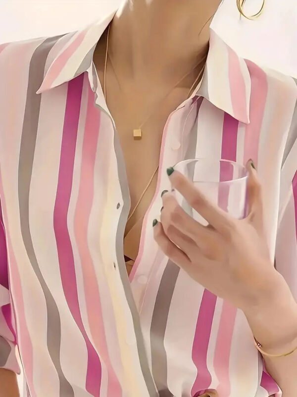 Dovie - Chemise boutonnée décontractée à rayures pour femme – Image 8
