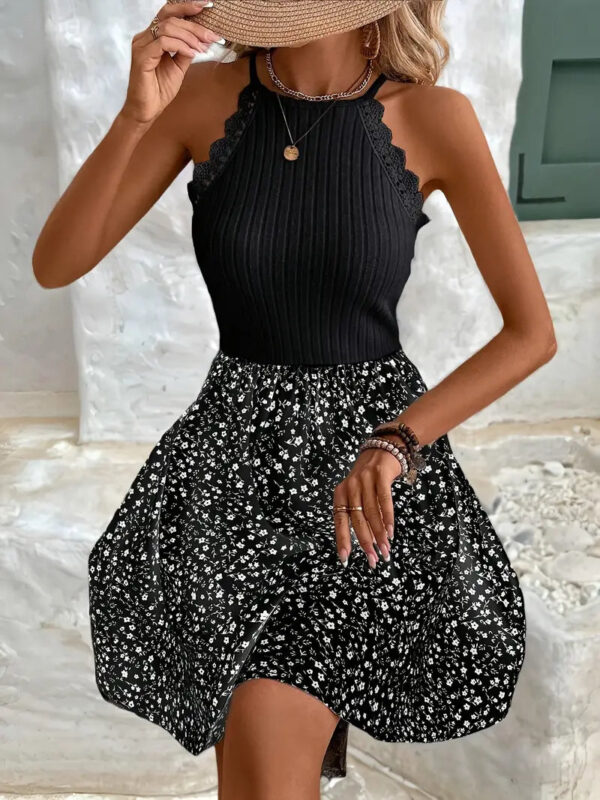 Glorietta - Robe sans manches à imprimé floral et bordure en dentelle – Image 10