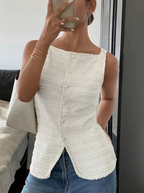 Carsie - Chemisier boutonné sans manches élégant pour femme