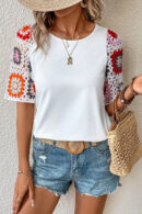 Ariadne - Haut à manches courtes avec motif crochet et motif floral