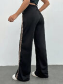 Dovie - Pantalon droit élégant avec bandes latérales à imprimé léopard