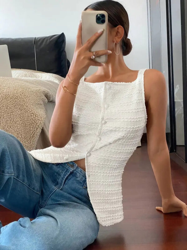 Carsie - Chemisier boutonné sans manches élégant pour femme – Image 2