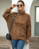 Lara - Pull à col roulé en tricot torsadé