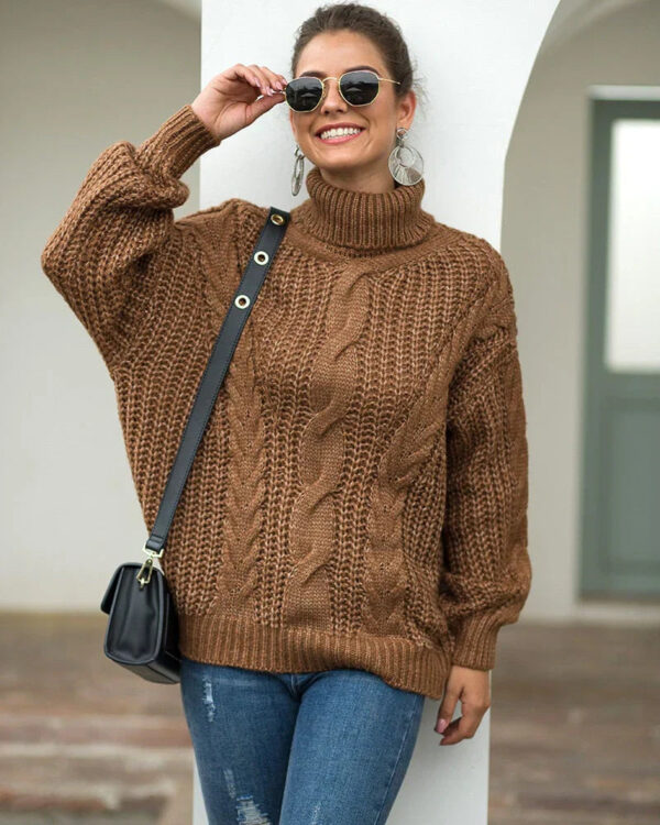 Lara - Pull à col roulé en tricot torsadé – Image 2