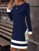 Emily - Robe tricotée à la mode à manches longues pour femme