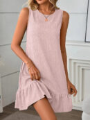Janet - Robe élégante à col rond et coupe trapèze pour femme