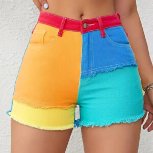 Lilda - Short en jean vintage taille haute pour femme au look usé