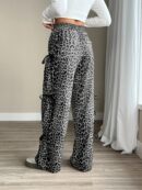 Ayana - Pantalon à jambes larges avec imprimé léopard et nœud sur le côté