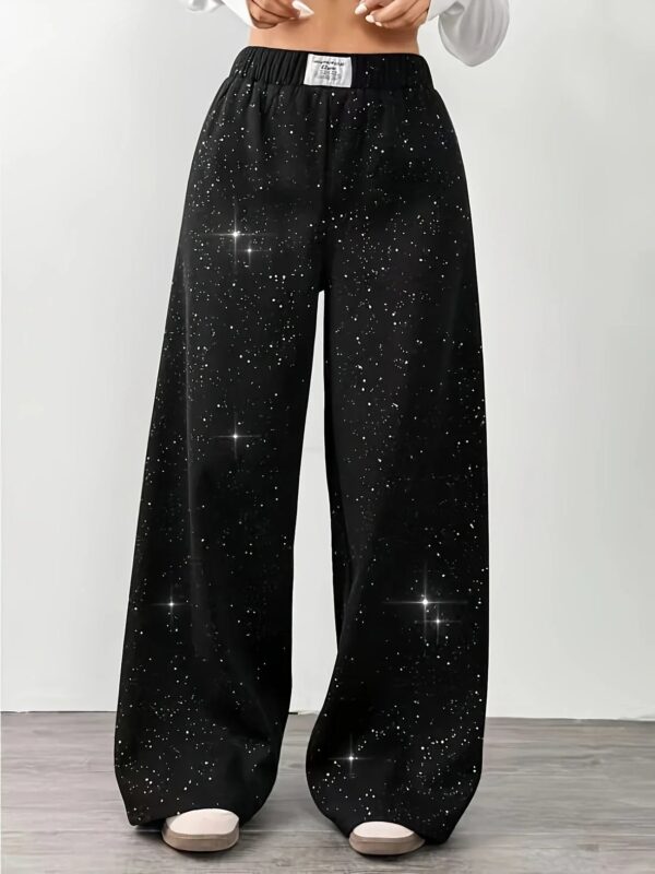 Belva - Pantalon à jambes larges avec imprimé étoiles et galaxies pour femmes