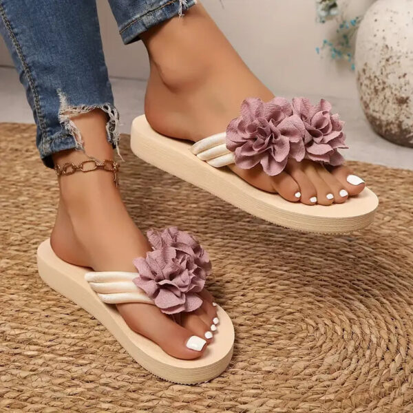 Joan - Pantoufles pour femmes avec décoration en forme de tournesol – Image 4