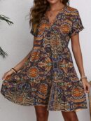 Kimberley - Robe imprimée à manches courtes et col en V