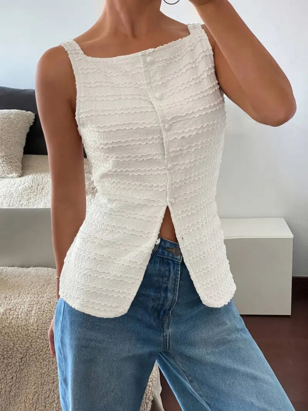 Carsie - Chemisier boutonné sans manches élégant pour femme – Image 4