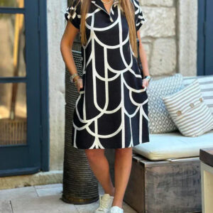 Esther - Robe midi imprimée à manches courtes