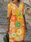 Effie -  Robe imprimée estivale avec décolleté en V