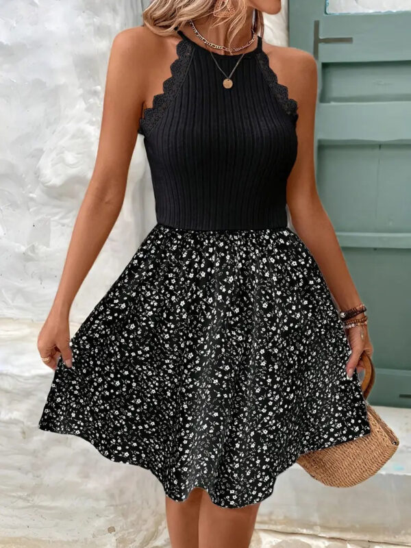 Glorietta - Robe sans manches à imprimé floral et bordure en dentelle – Image 7