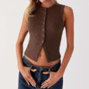 Hildy - Haut boutonné sans manches pour femmes