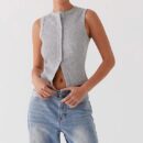 Hildy - Haut boutonné sans manches pour femmes