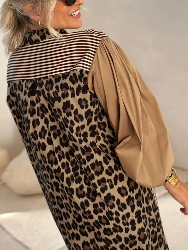 Agnes - Robe longue élégante à imprimé léopard et à rayures – Image 4