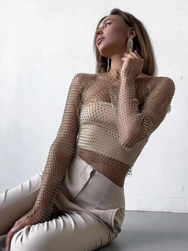 Annalise - Crop top transparent avec strass – Image 5