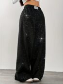 Belva - Pantalon à jambes larges avec imprimé étoiles et galaxies pour femmes