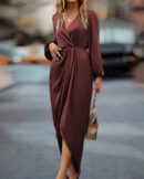 Erica - Robe élégante à manches lanternes et col en V