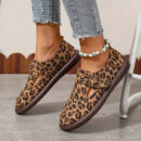 Ingrada - Chaussures plates pour femmes à imprimé léopard