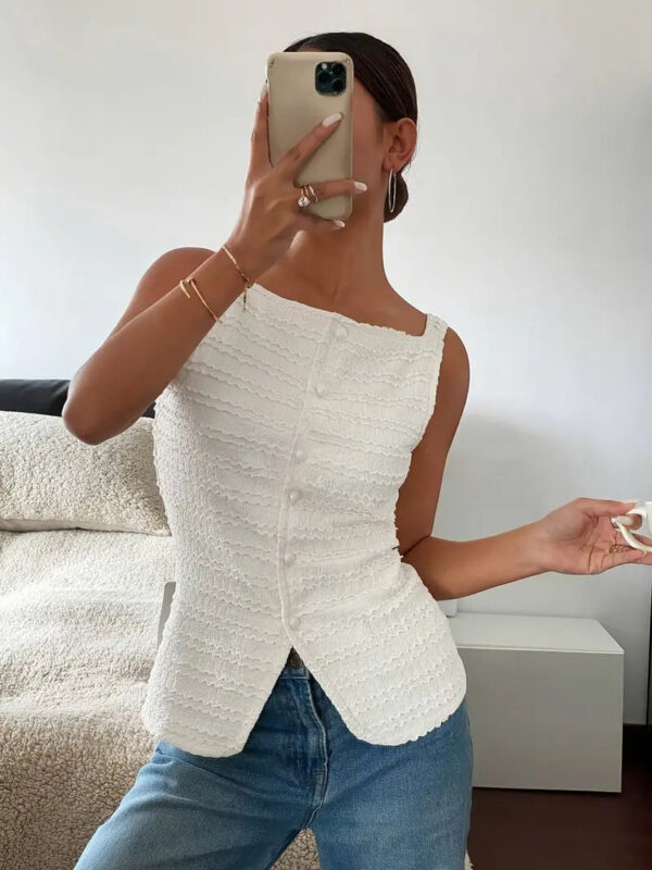 Carsie - Chemisier boutonné sans manches élégant pour femme – Image 6