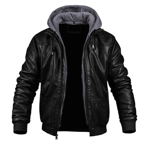 Benjamin - Veste d'hiver élégante en cuir de qualité supérieure avec capuche – Image 2
