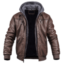 Benjamin - Veste d'hiver élégante en cuir de qualité supérieure avec capuche