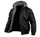 Benjamin - Veste d'hiver élégante en cuir de qualité supérieure avec capuche